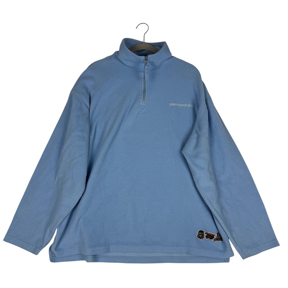 Vintage Platinum FUBU Pullover Mens Large Blue 1/4 Zip Fleece Fat Albert Cartoon